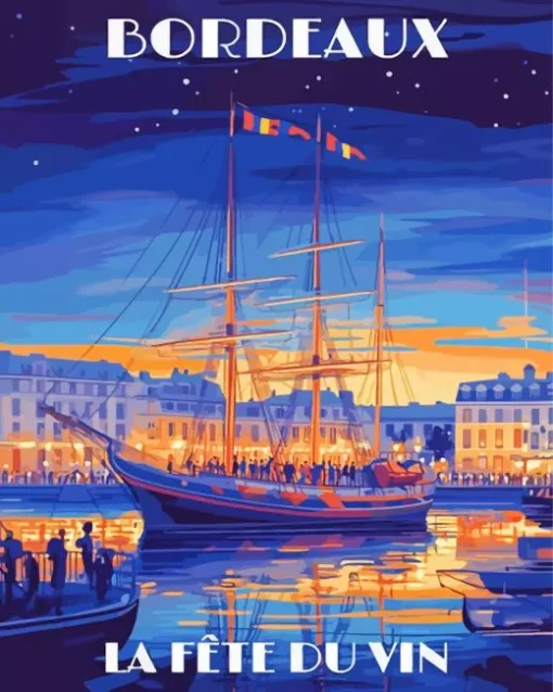 Bordeaux La Fete Du Vin Poster Diamond Painting