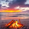 Sea Bonfire At Sunset Diamond Painting