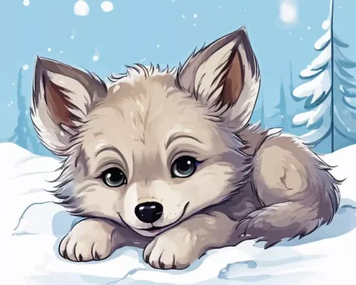 Baby Wolf Diamond Painting