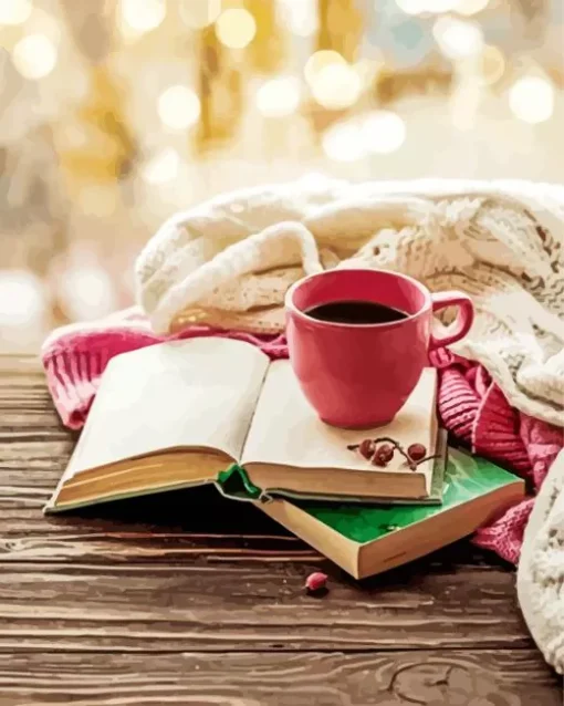 Books And Coffee Cup Diamond Painting