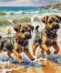 Border Terrier In The Beach Diamond Painting