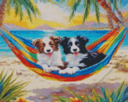 Cool Dog In A Hammock Art Diamond Painting