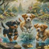 Cute Puppies Animals Art Diamond Painting