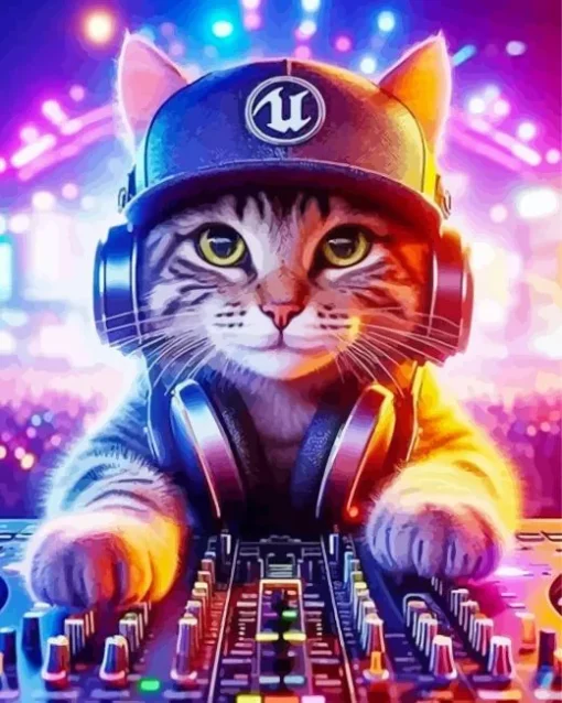Dj Cat Art Diamond Painting