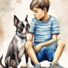 Dog And Boy Diamond Painting