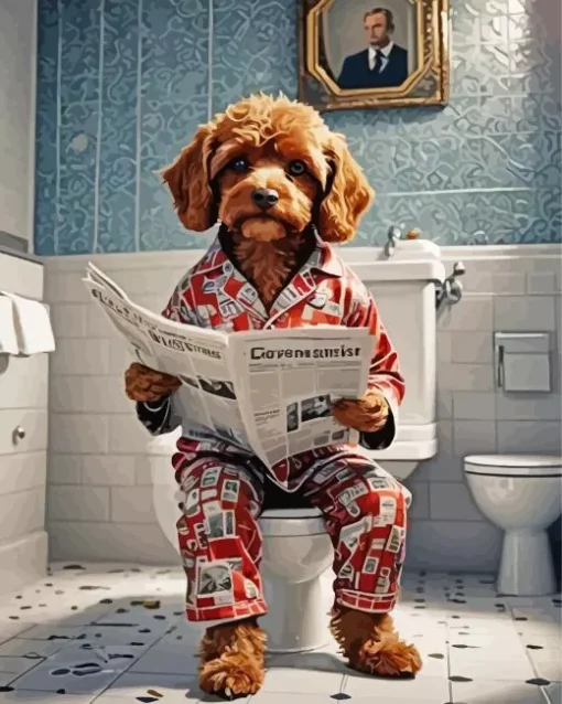 Dog Newspaper Diamond Painting