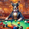 Dog Playing Pool Diamond Painting