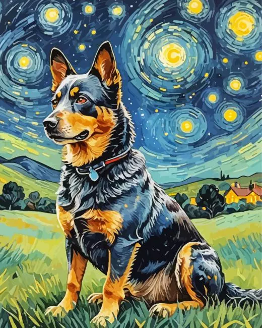 dog starry night art Diamond Paints Dog Starry Night Art Diamond Painting