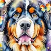 Dog With Butterflies Diamond Painting