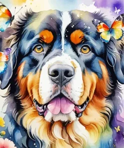 Dog With Butterflies Diamond Painting
