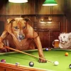 Dogs Around Pool Table Art Diamond Painting