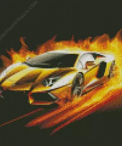 Golden Lamborghini Diamond Painting