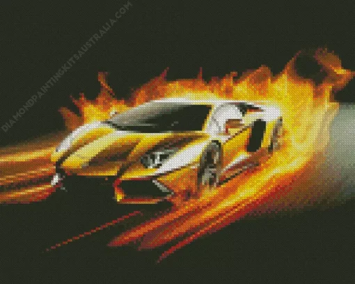 Golden Lamborghini Diamond Painting