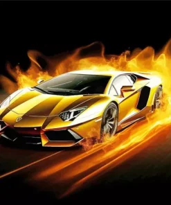 Golden Lamborghini Diamond Painting