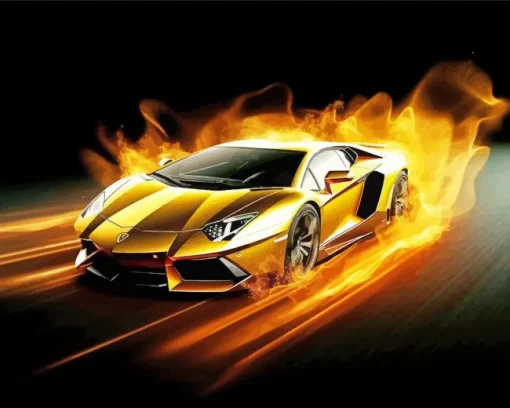 Golden Lamborghini Diamond Painting