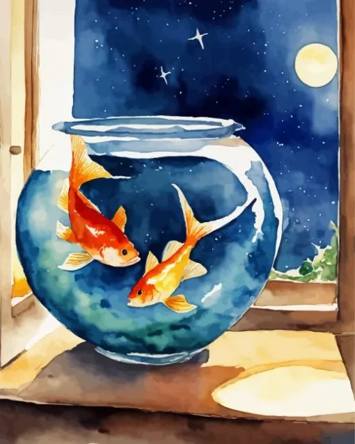 Goldfish In A Bowl Diamond Painting