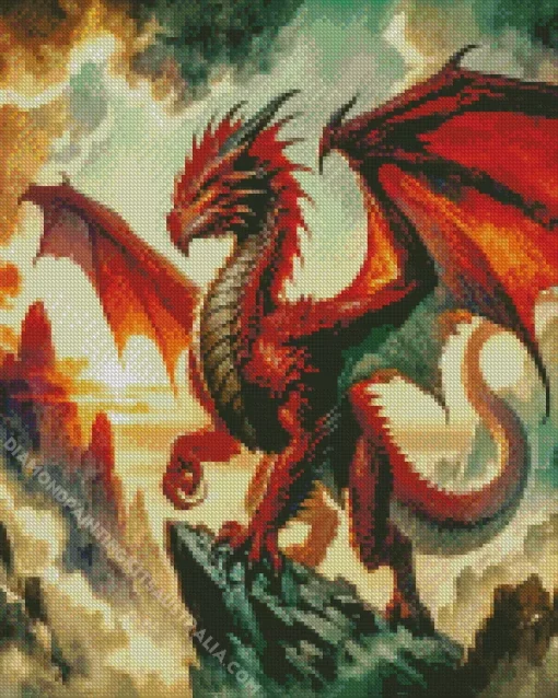 Red Dnd Dragon Art Diamond Painting