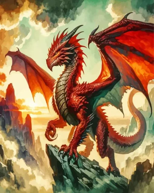Red Dnd Dragon Art Diamond Painting