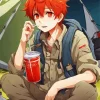 Anime Boy Drinking Soda Diamond Painting