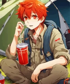 Anime Boy Drinking Soda Diamond Painting