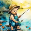 Baby Boy Fishing Diamond Painting