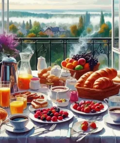 Breakfast In Balcony Diamond Painting