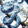 Floral Snake On Branch Diamond Painting