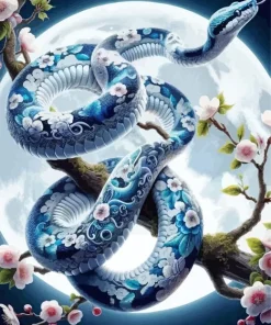 Floral Snake On Branch Diamond Painting