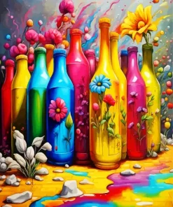Flowers Bottles Art Diamond Painting