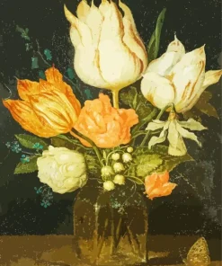 Flowers In A Square Glass Vase Diamond Painting