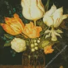 Flowers In A Square Glass Vase Diamond Painting