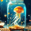Golden Jellyfish In Bottle Diamond Painting