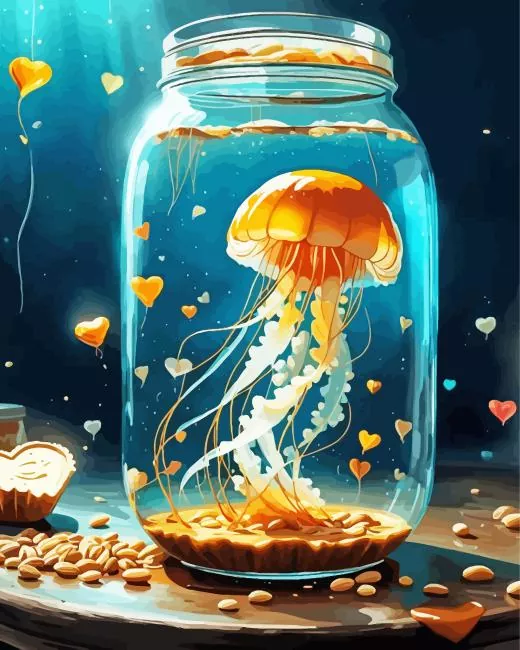 Golden jellyfish in bottle Diamond Paints Golden Jellyfish In Bottle Diamond Painting