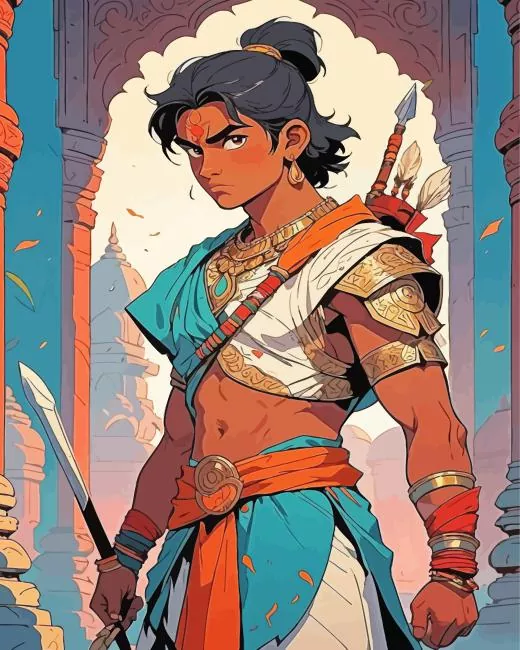 Indian warrior boy Diamond By Numbers Indian Warrior Boy Diamond Painting