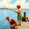Little Boy Fishing Diamond Painting