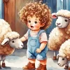 Little Boy With Sheep Diamond Painting