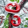 Red Snake On Branch Diamond Painting