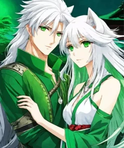 Anime Boy And Girl Wolf Diamond Painting