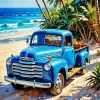 Blue Truck In The Beach Diamond Painting