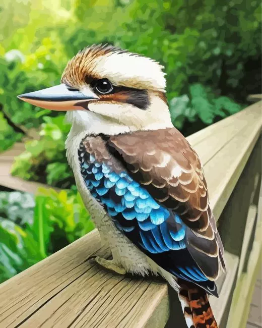blue winged kookaburra Diamond With Numbers Blue Winged Kookaburra Bird Diamond Painting