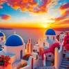 Bougainvillea Santorini At Sunset Diamond Painting