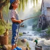 Boy And Ducks Diamond Painting