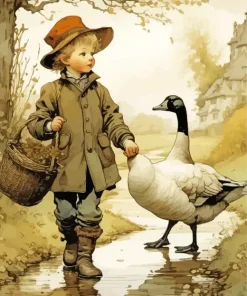 Boy With Goose Diamond Painting