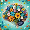 Brain With Flowers Diamond Painting