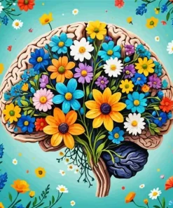 Brain With Flowers Diamond Painting