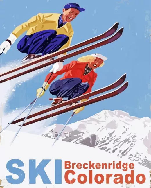 breckenridge colorado ski poster Diamond By Numbers Breckenridge Colorado Ski Poster Diamond Painting