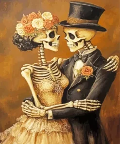 Bride And Groom Skulls Diamond Painting