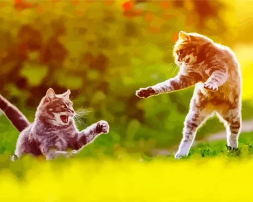 Cats Fighting Diamond Painting