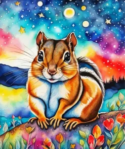 Chipmunk Starry Night Diamond Painting