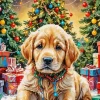 Christmas Golden Retriever Puppy Diamond Painting
